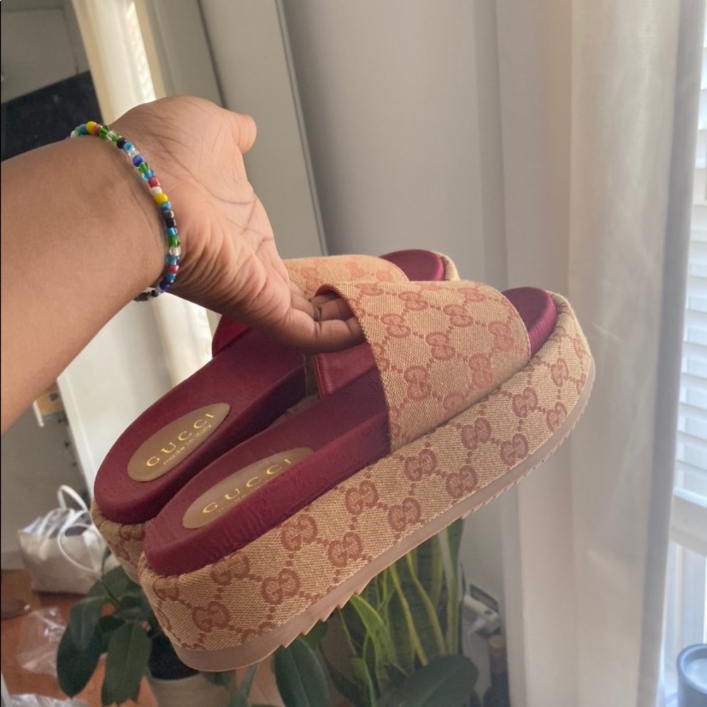 GG platform canvas sandals